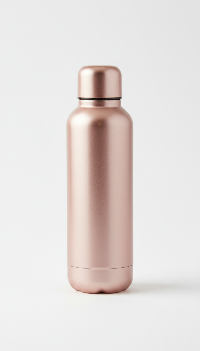 Rose gold water bottle with minimalist design